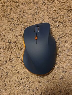 Wireless Mouse - Navy Blue with Orange-y Gold Accents